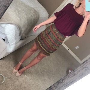 Patterned Francesca’s pencil skirt; size small